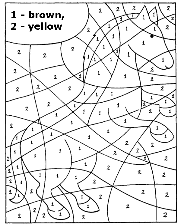 Basic color by number worksheet for kids