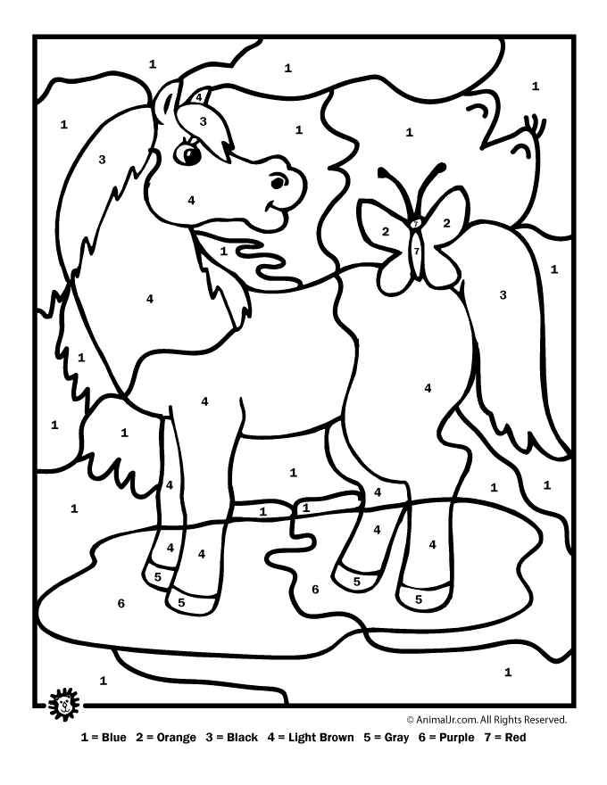 Color by number farm animal horse farm animal coloring pages horse coloring pages animal coloring pages