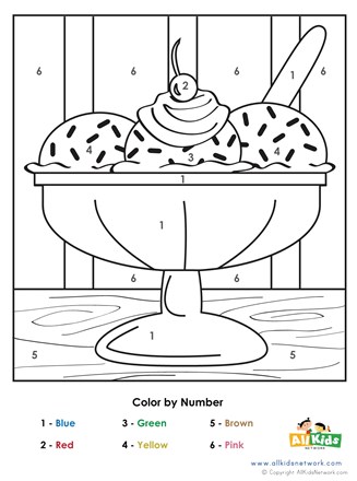 Ice cream sundae color by number all kids network