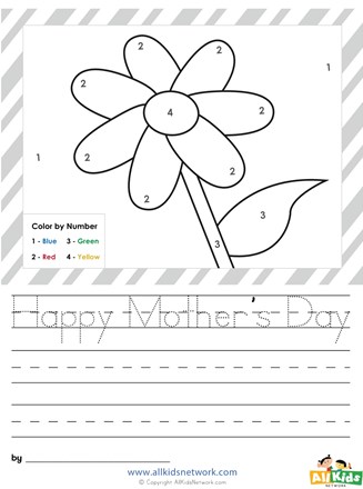 Mothers day color by numbers all kids network