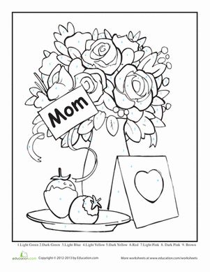 Mothers day color by number worksheet education mothers day colors mothers day coloring pages kindergarten colors