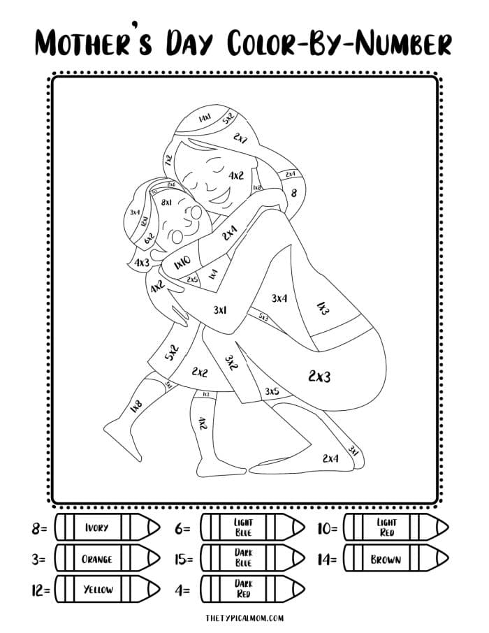 Mothers day color by number