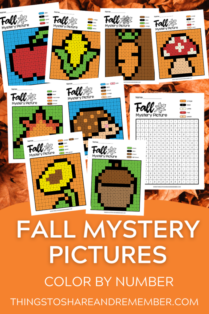 Fall mystery color by number pages share remember celebrating child home
