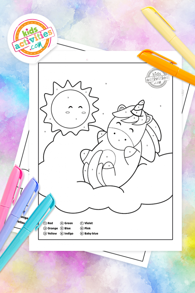 Unicorn color by number numbers