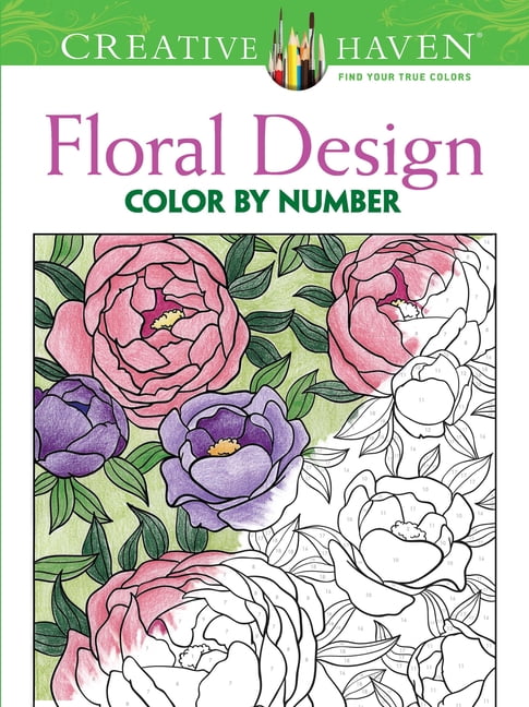 Adult coloring books flowers plants creative haven floral design color by number coloring book paperback