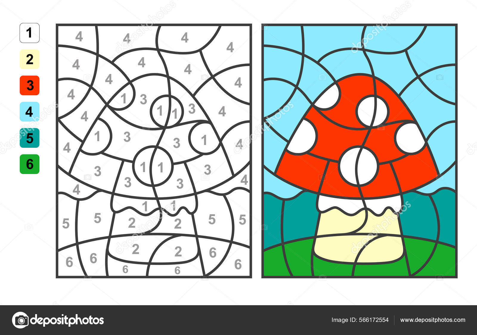 Coloring page color numbers puzzle game children education activities stock vector by natasha