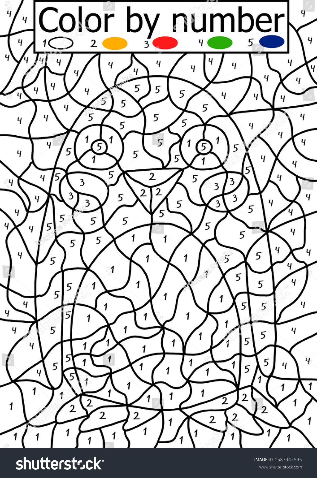 Color by number puzzle kids cute stock illustration