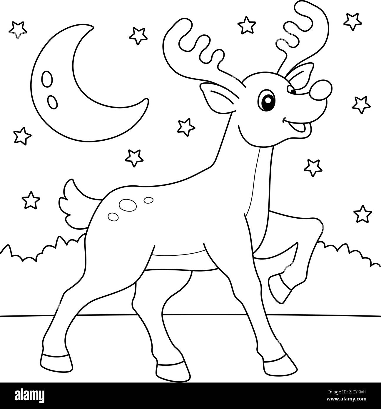 Christmas reindeer coloring page for kids stock vector image art