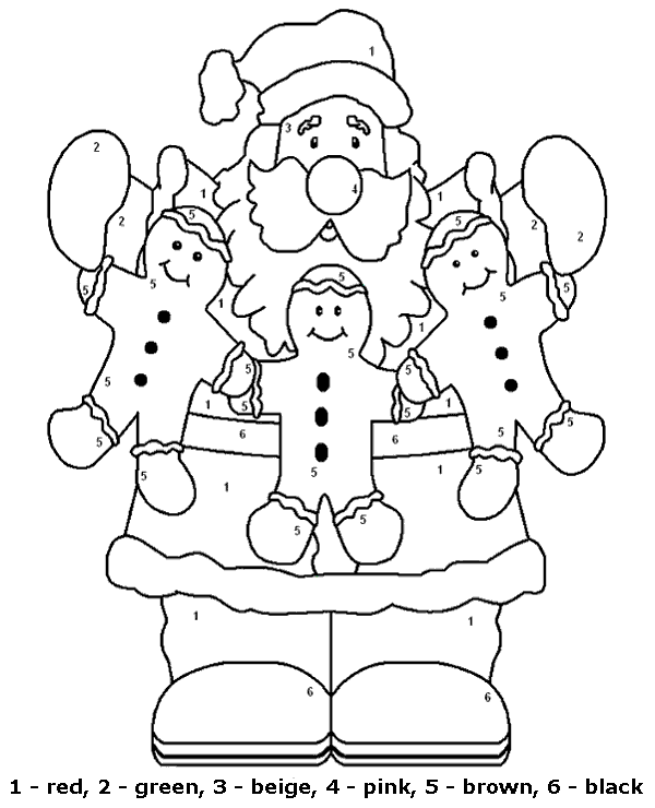 Santa claus coloring sheet to color by number