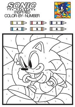 Sonic the hedgehog inspired color by number pages by mommy evolution