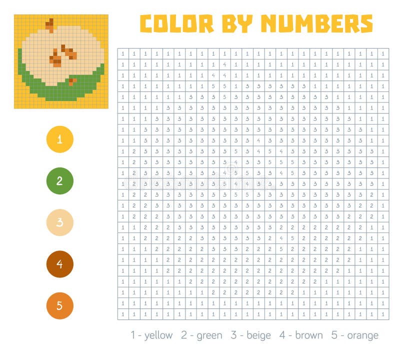 Color by number fruits and vegetables pineapple stock vector