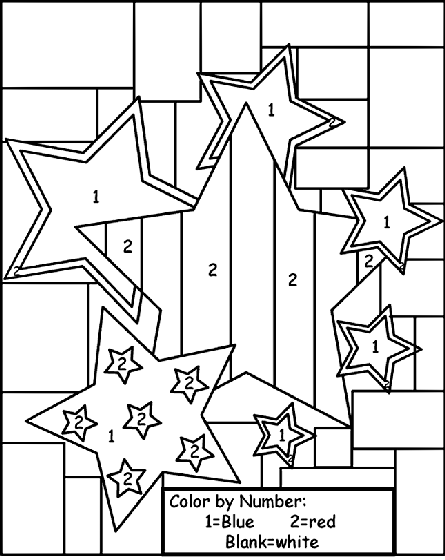 Star color by number coloring page