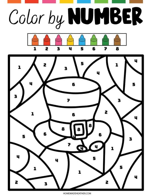 St patricks day color by number printables homemade heather