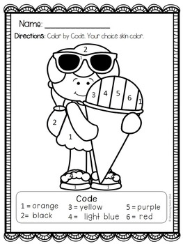 Color by number summer activities by glistening gems tpt