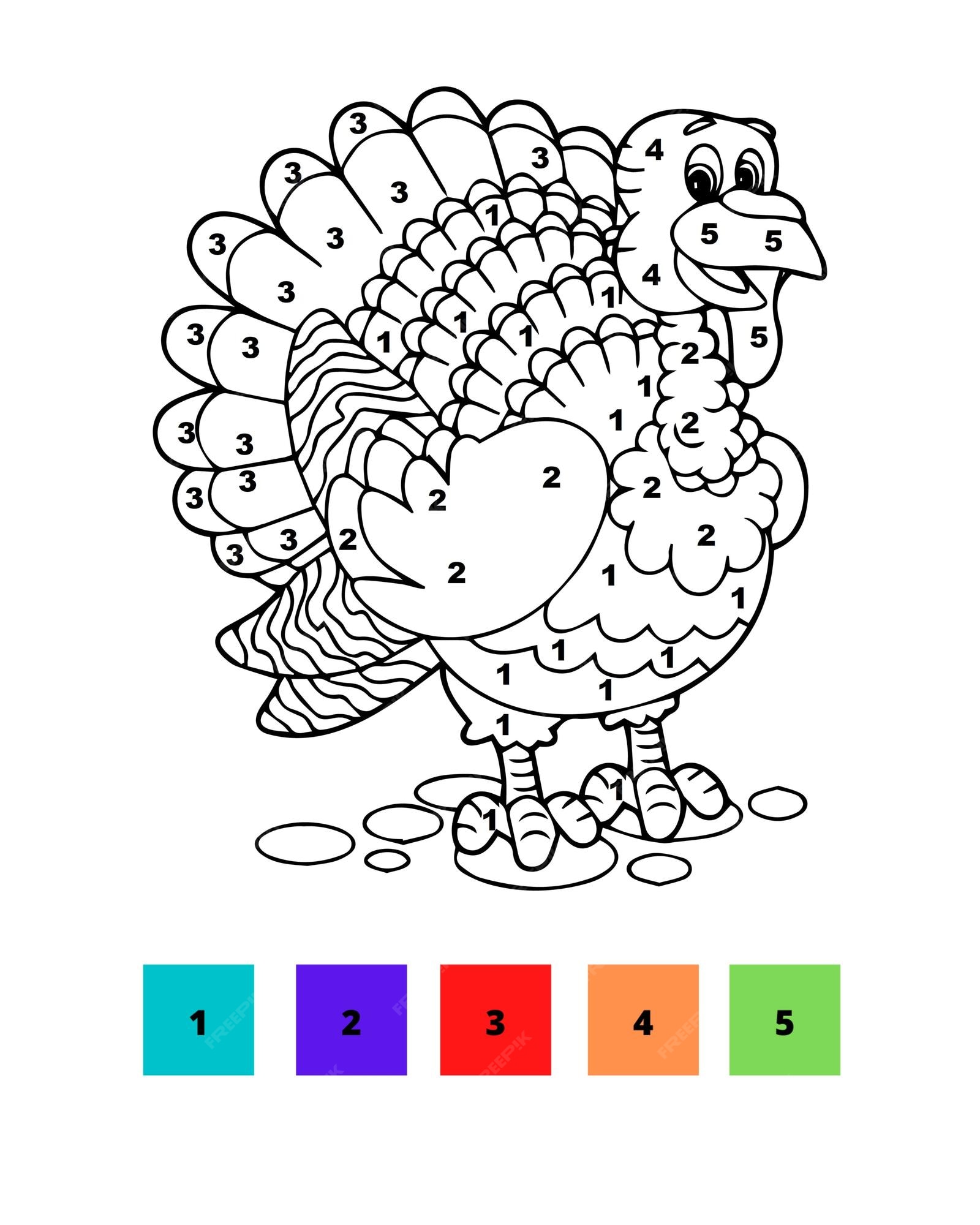 Premium vector thanksgiving coloring pages color by number thanksgiving