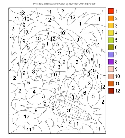 Cute thanksgiving color by number sheets you can print for free or buy