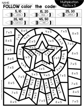 Multiplication color by number veterans day