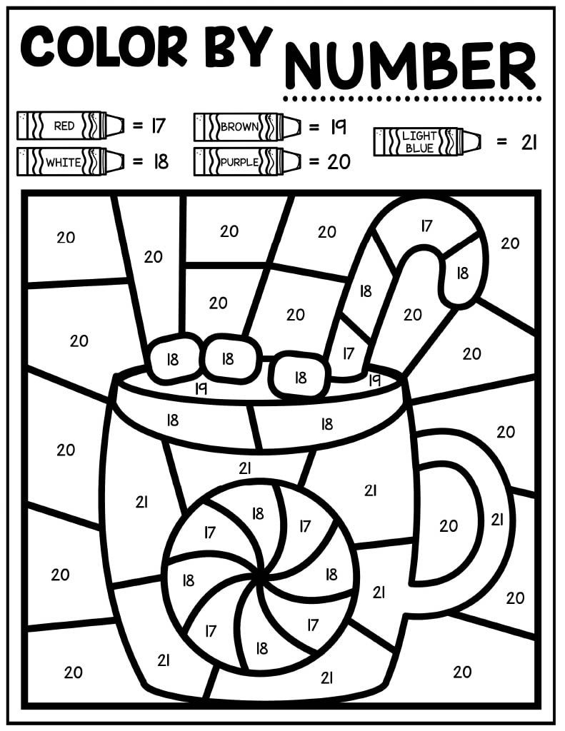 Winter color by number pages