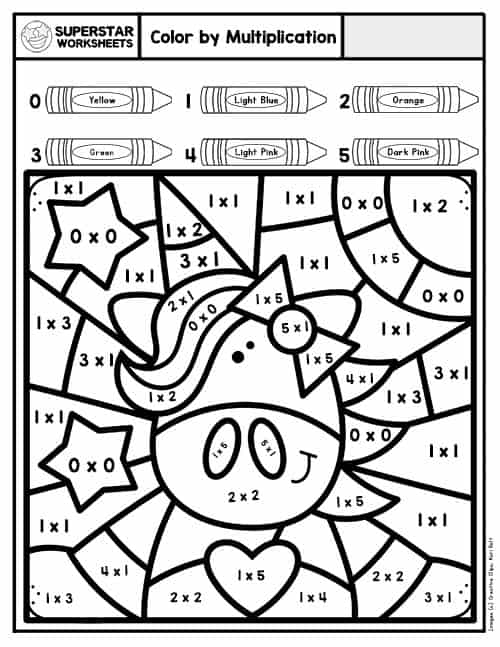 Multiplication color by number