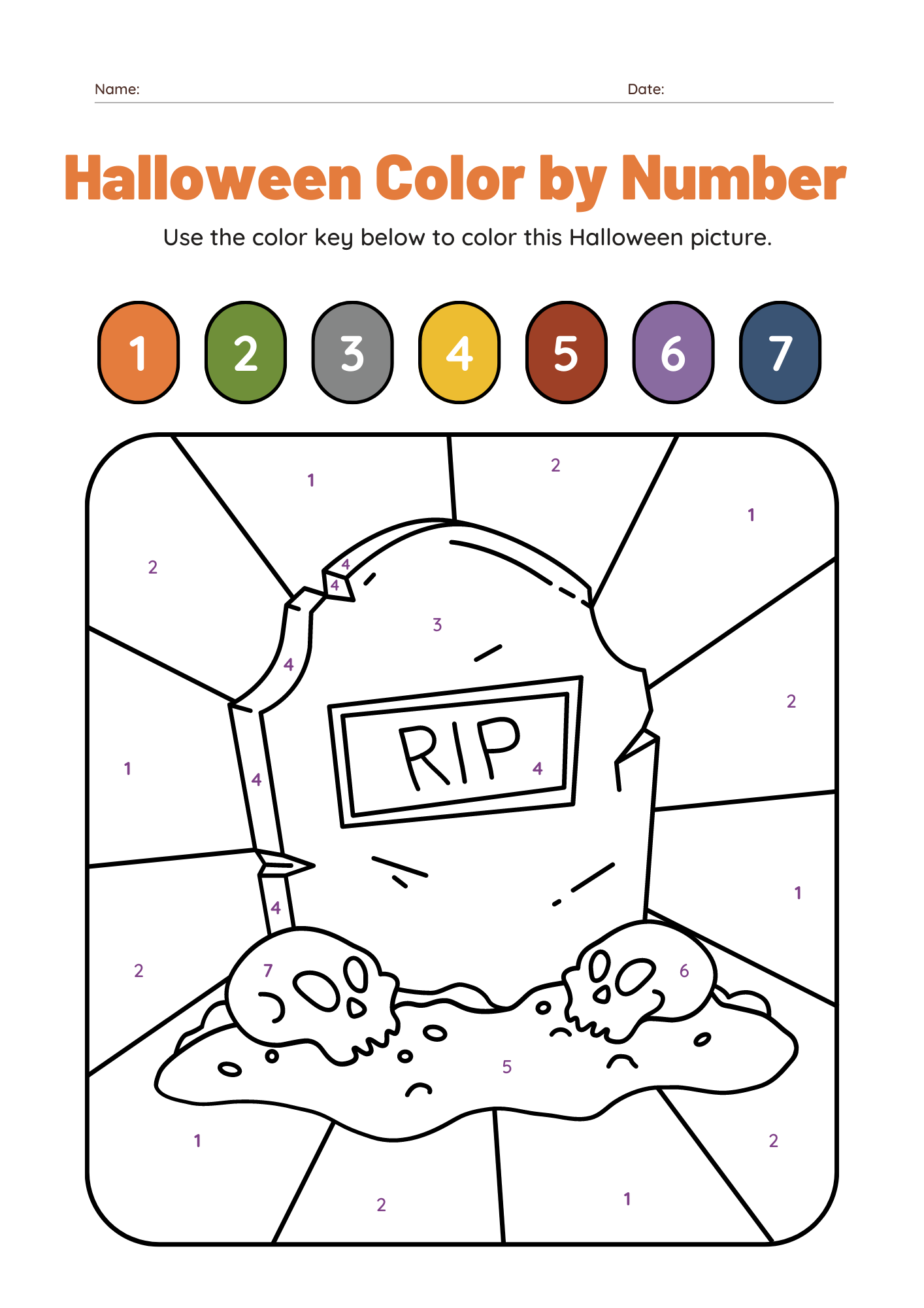 Halloween color by number printable worksheets free â
