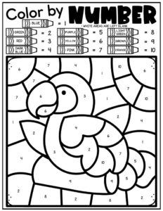 Animals color by number free page pet pack