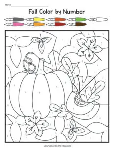 Free fall color by number printables sheets