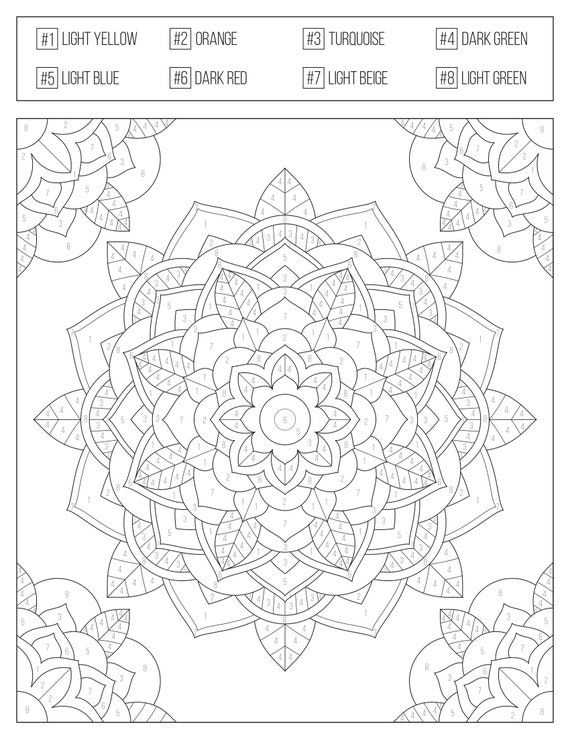 Color by numbers printable coloring book for adults teens etsy