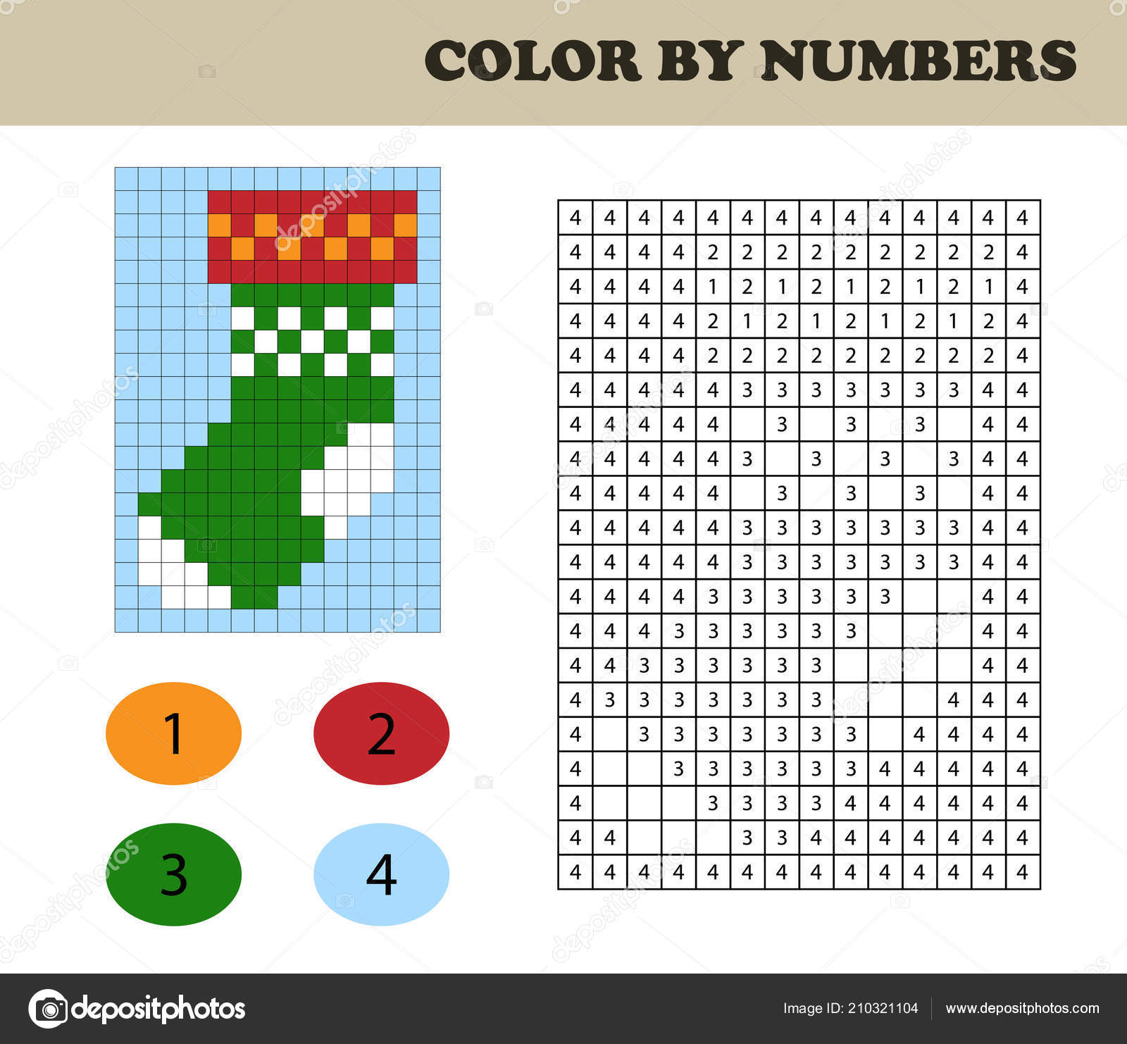 Color numbers education game children coloring book numbered squares christmas stock vector by kalinichevamariamailru