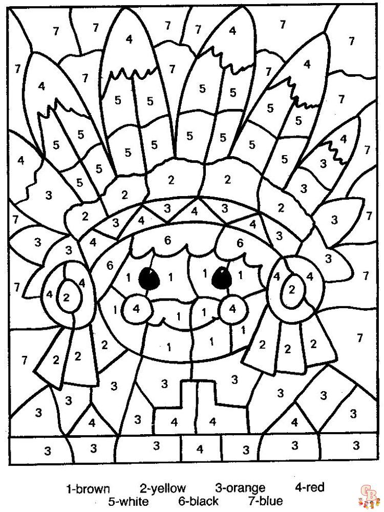 Color by number coloring pages for kids