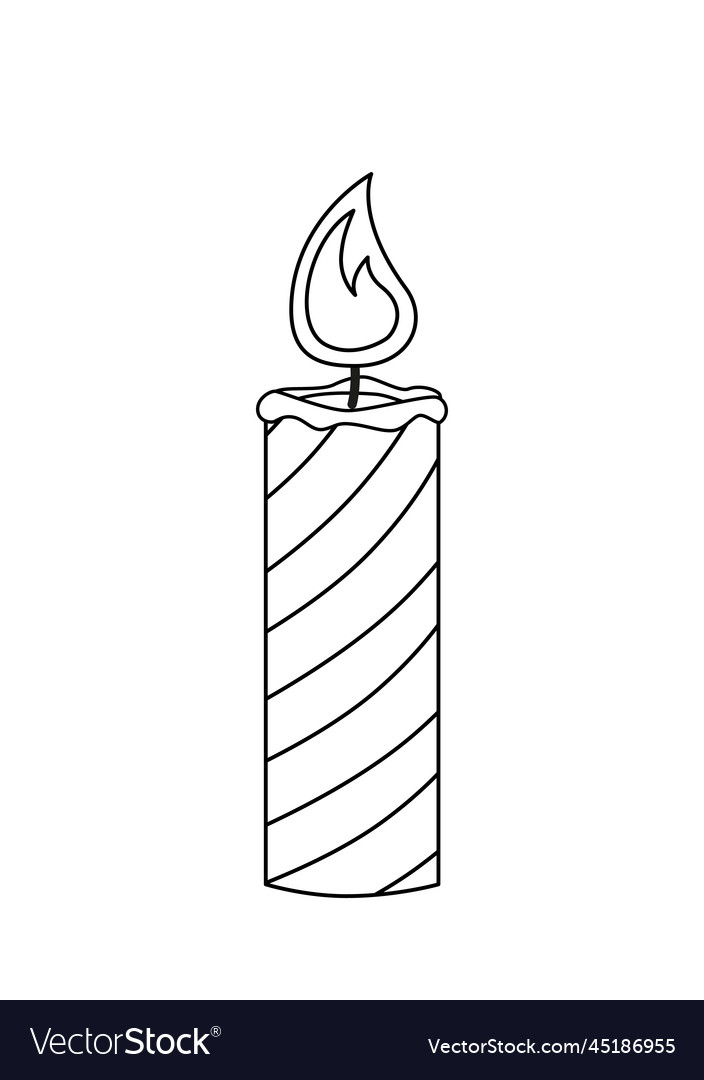 Burnind candle coloring page black and white vector image