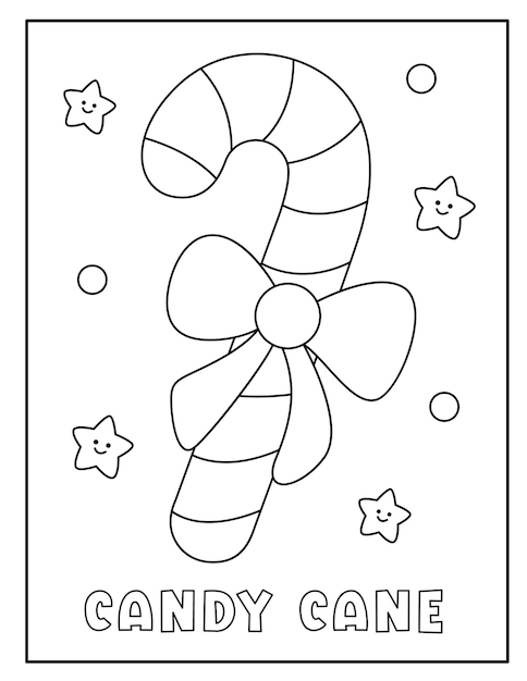 Premium vector christmas candy cane coloring page for kids