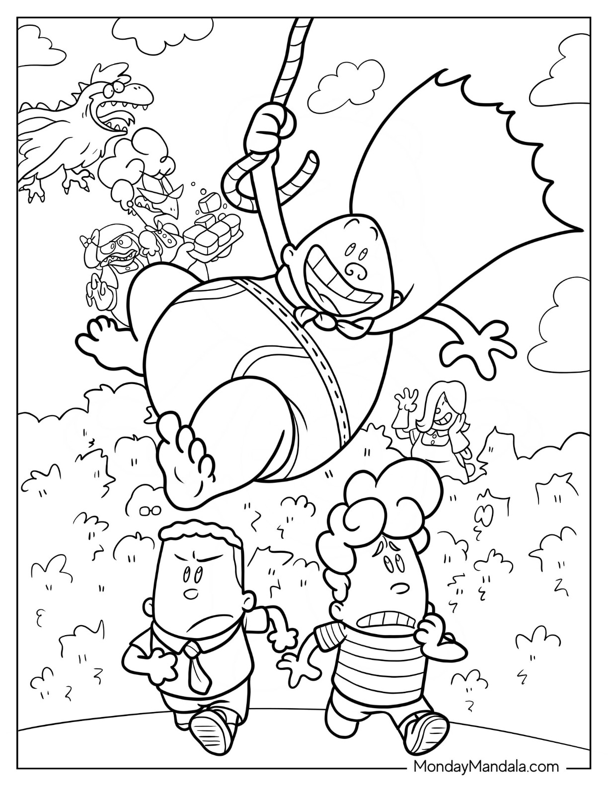 Captain underpants coloring pages free pdf printables