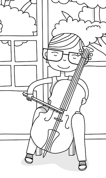 Premium vector playing cello vector illustration