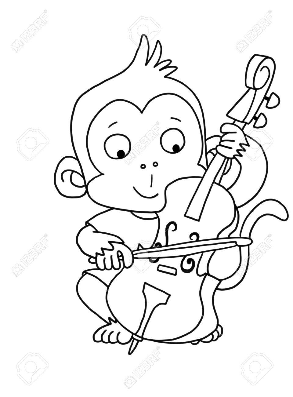 Cute boy monkey with cello