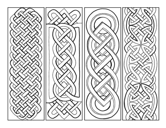 Diy celtic knot bookmarks set of adult coloring pages instant download gifts for bookworms st patricks day irish
