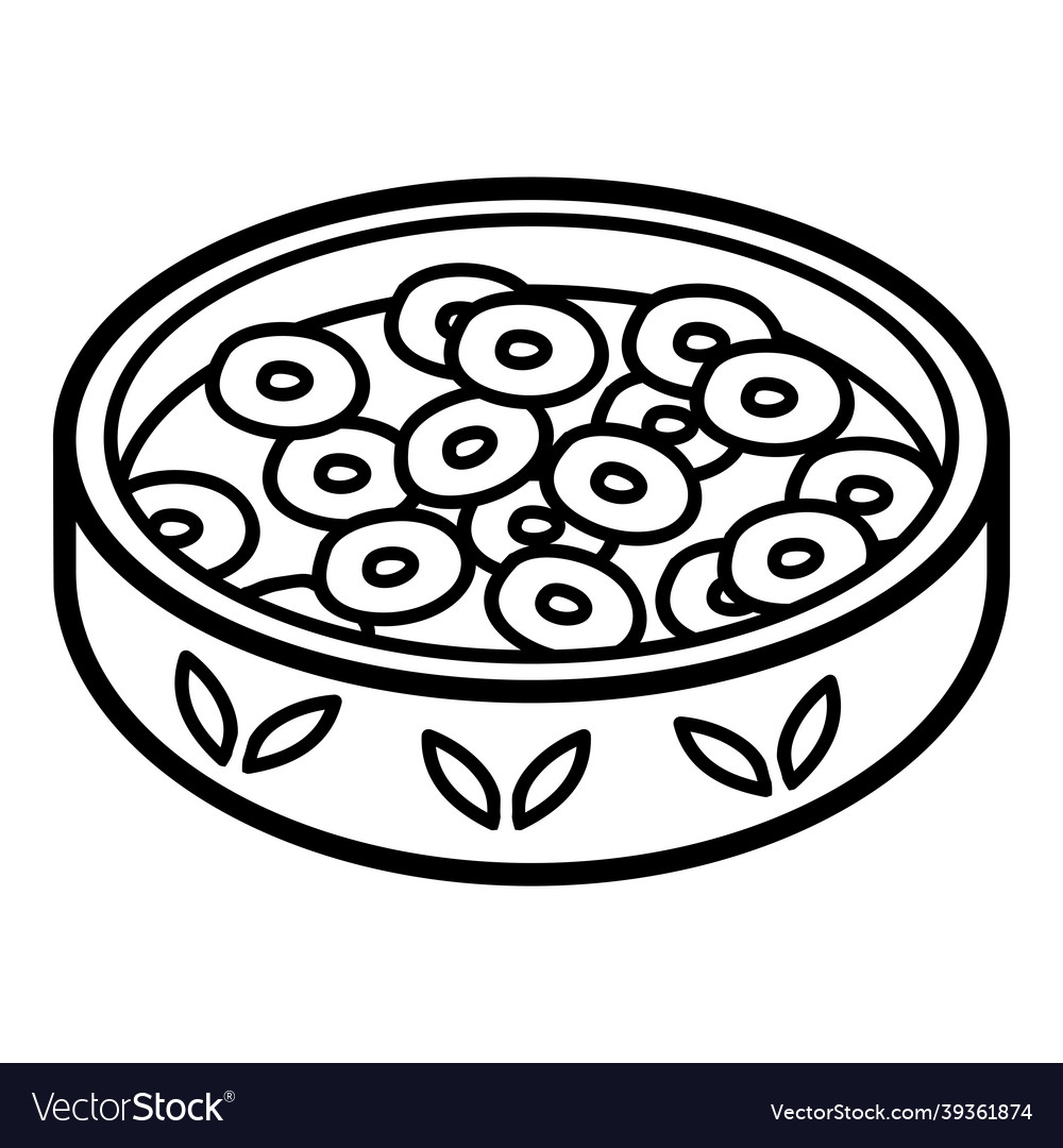 Coloring book cereal with milk in bowl royalty free vector