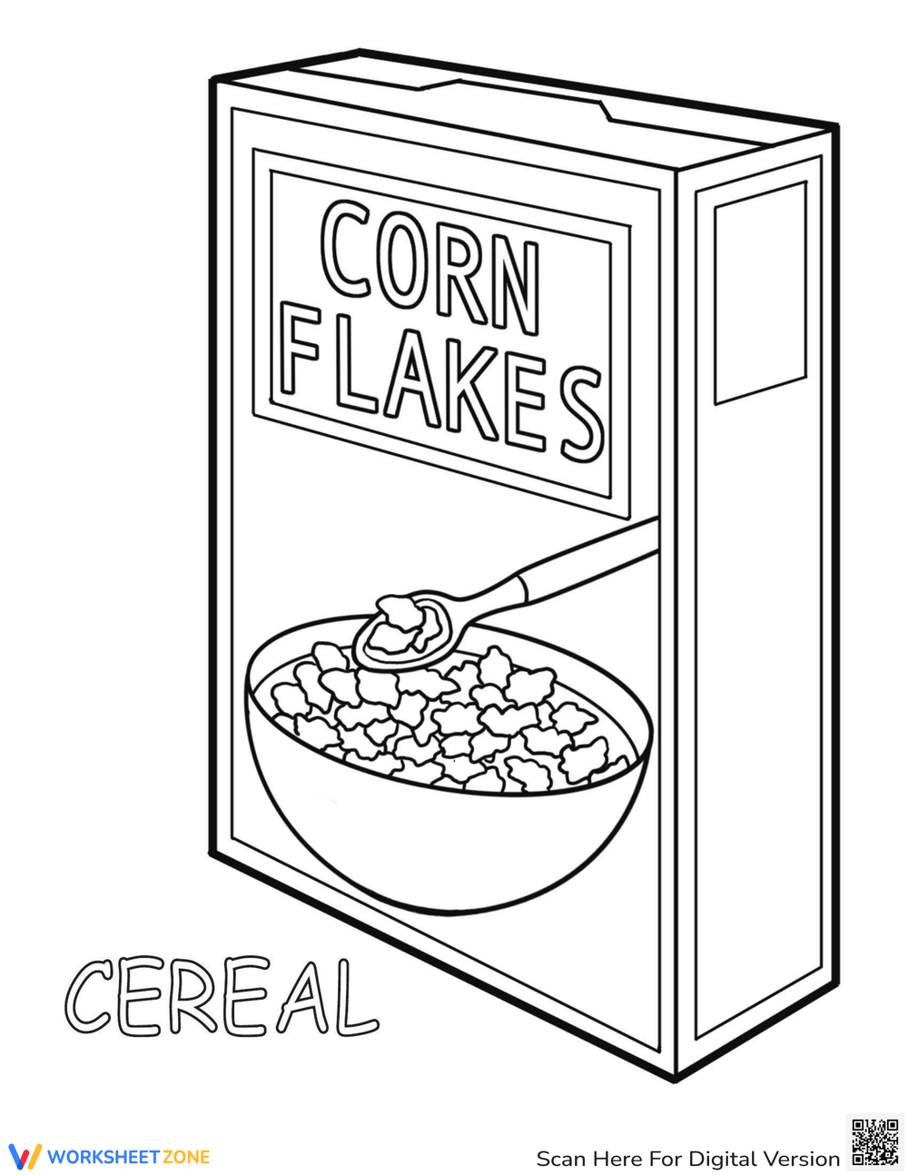 Cereal coloring page worksheet