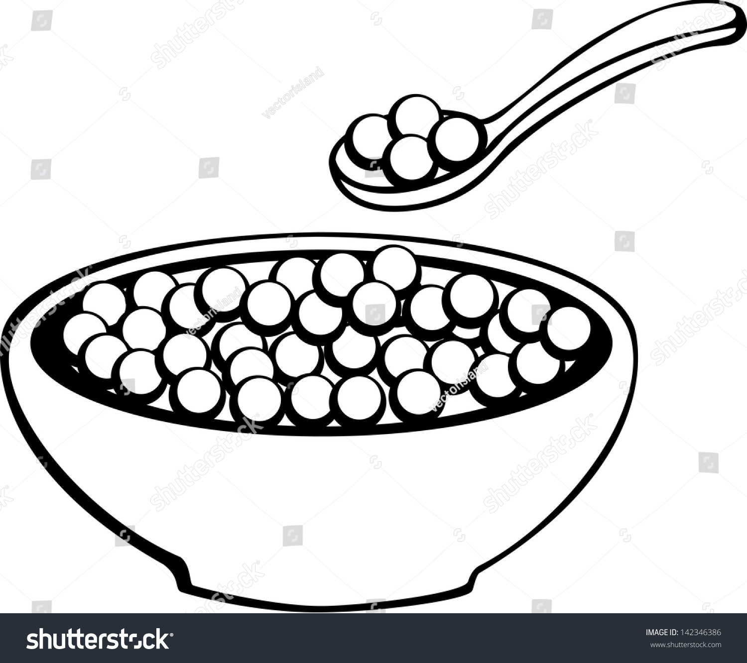 Cereal bowl spoon stock illustration