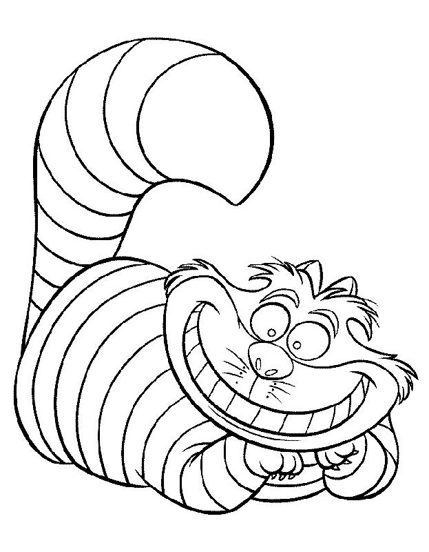 Template disney coloring pages alice in wonderland party cat coloring page