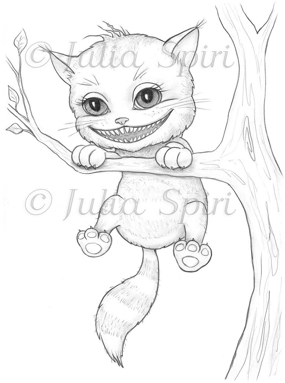 Coloring page alice in wonderland cheshire cat â the art of julia spiri