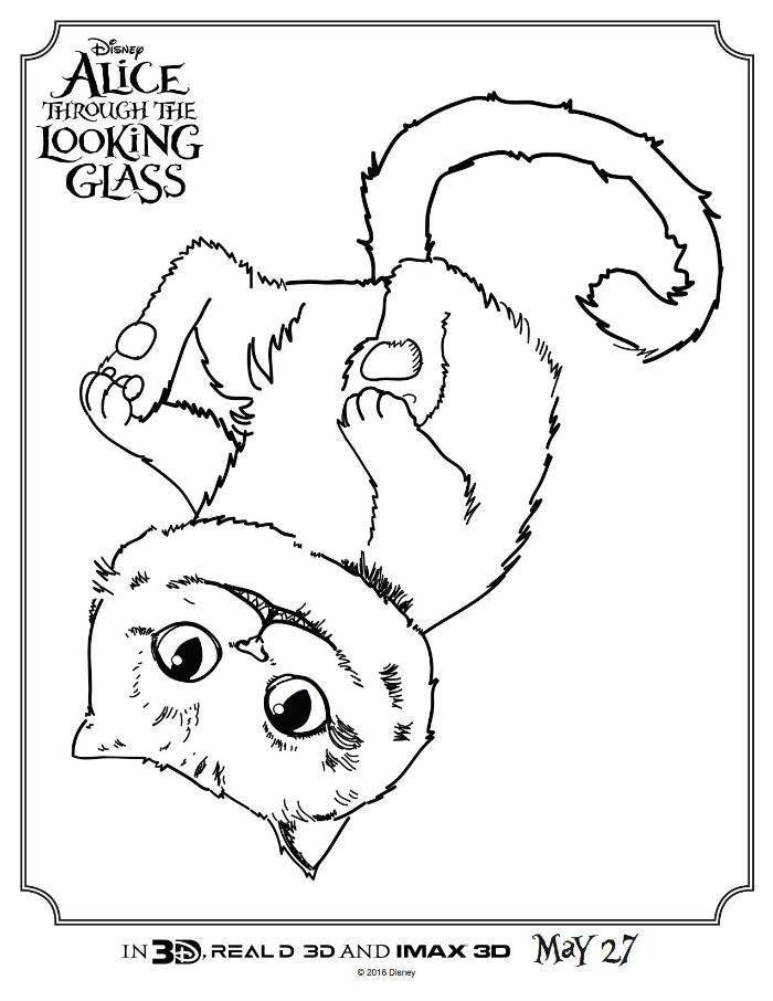 Alice through the looking glass cheshire cat coloring page