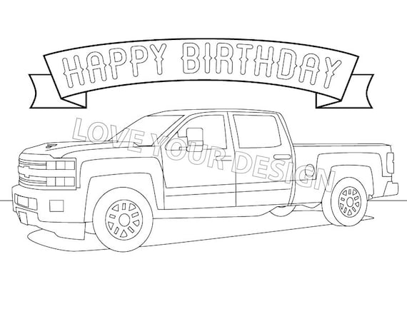 Game pin tire on the truck kids birthday party game free truck coloring page instant download printable digital jpeg file party poster instant download