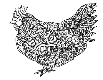 Chicken zentangle coloring page by pamela kennedy tpt