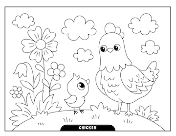 Premium vector chicken coloring pages for kids