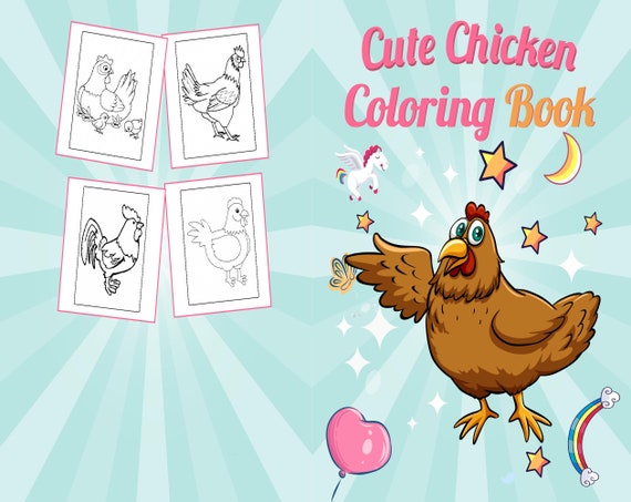 Cute chicken coloring book for kids x printable pdf file kids cute coloring pages for boys and girls ages