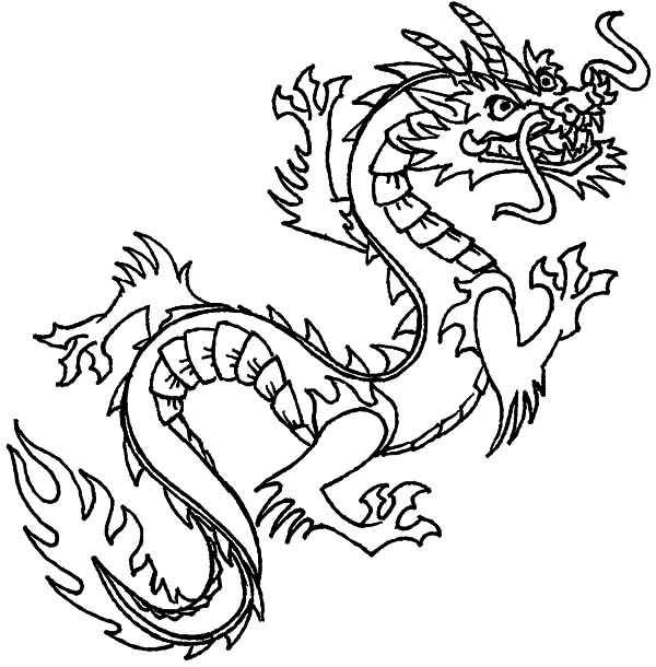 Flying chinese dragon coloring pages
