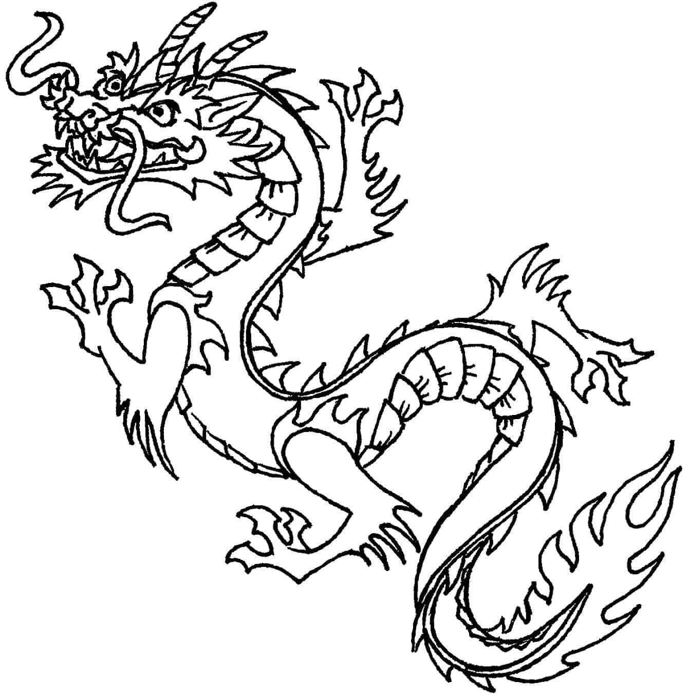 Chinese dragon free for kids coloring page