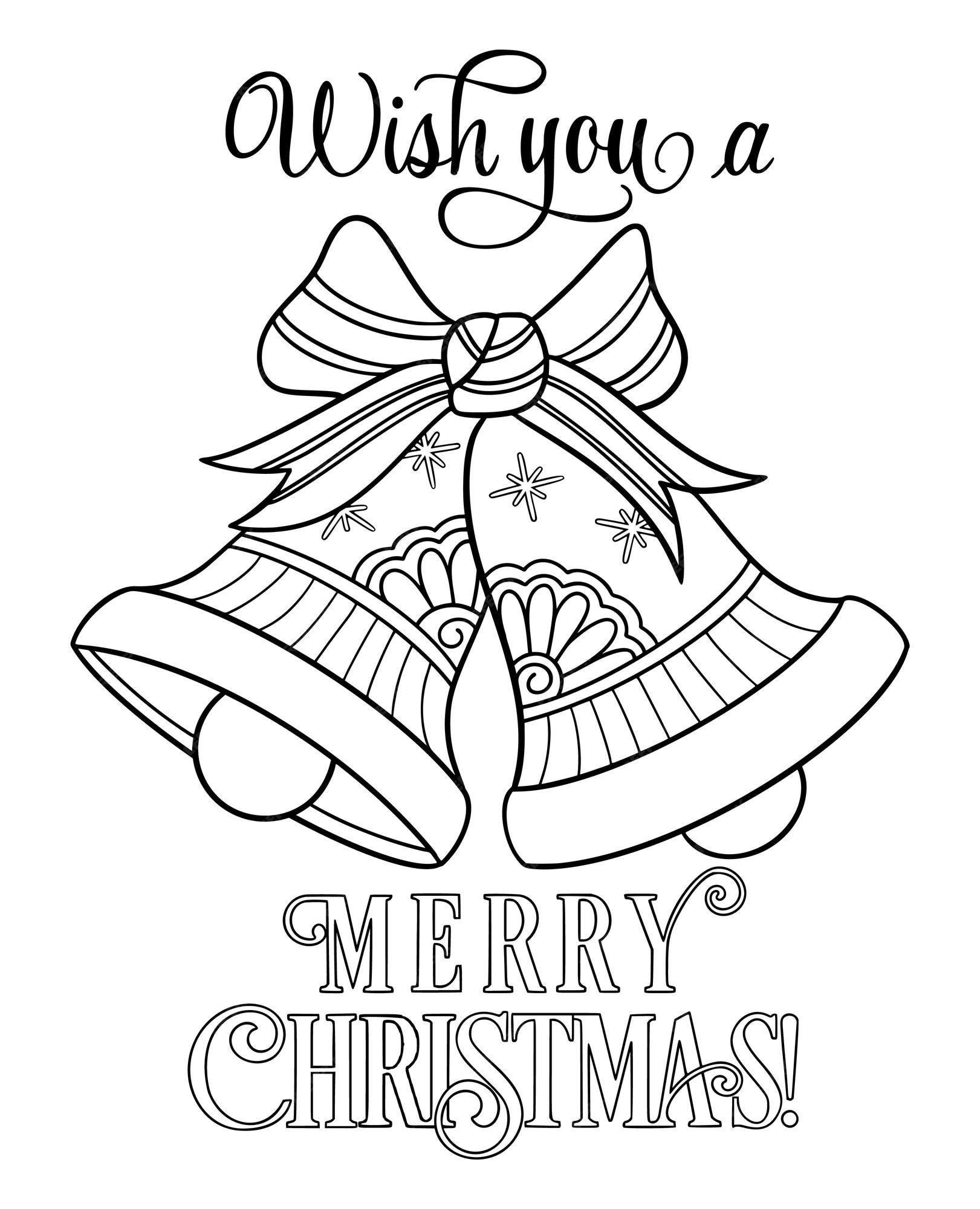 Premium vector christmas bells coloring page