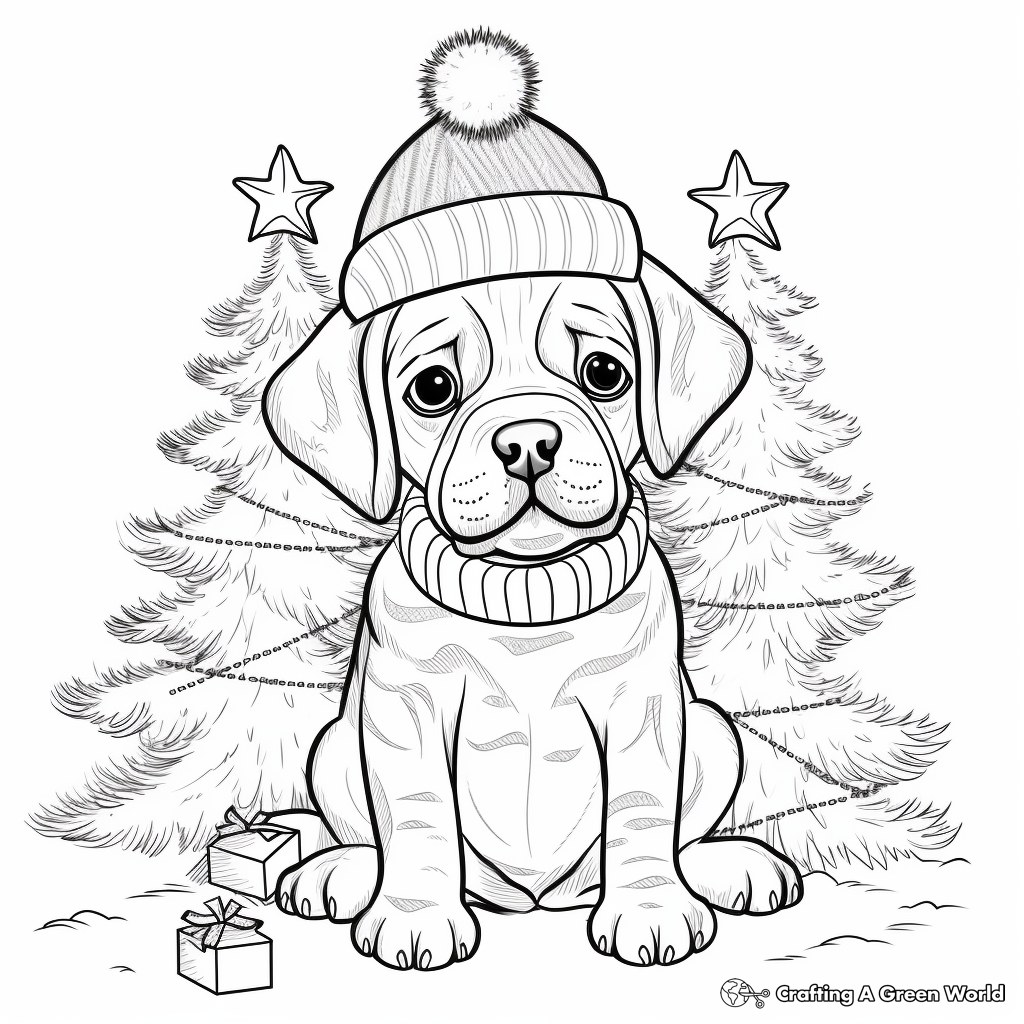 Christmas dog coloring pages