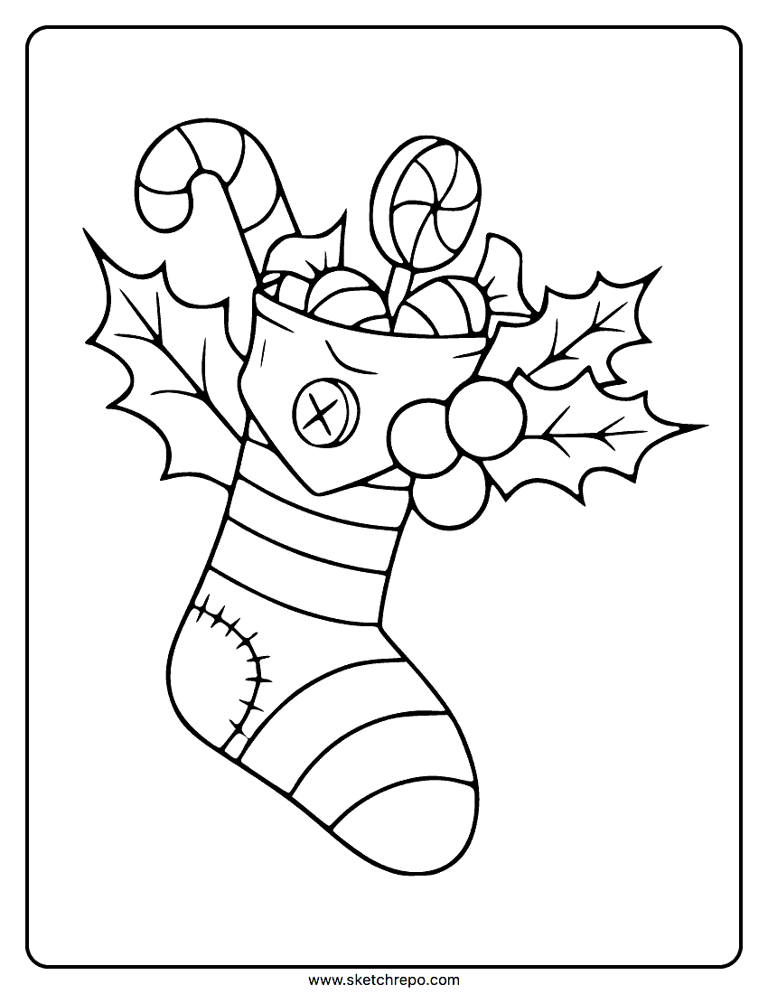 Christmas stockings coloring page
